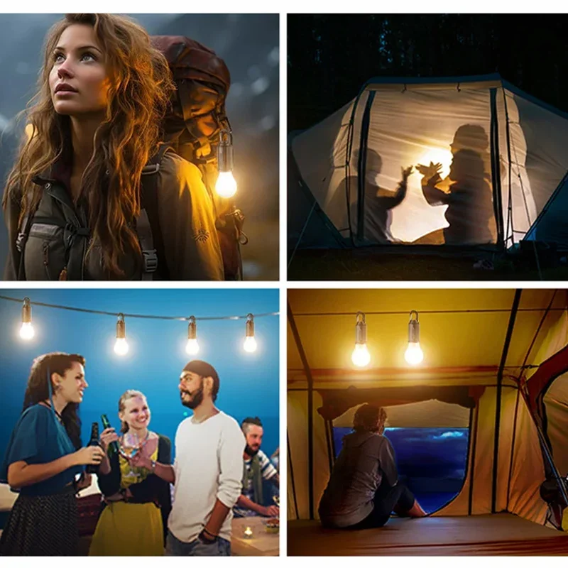 Bombillas de lámpara LED con energía Solar para exteriores, luz de Camping con carga USB, luces nocturnas portátiles, linterna impermeable, elementos esenciales para pesca