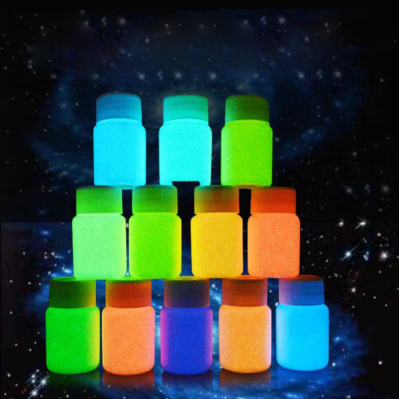 12 färg neon fluorescerande kroppsfärg uv växa i mörker ansiktsmålning självlysande färger pigment festival fest halloween sminkverktyg: Rosröd
