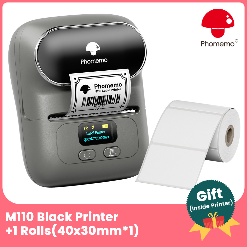 Phomemo M110 Label Printer Mini Printer Thermal Label Maker Portable Labeling Machine for Business Barcode Cable School: Blue