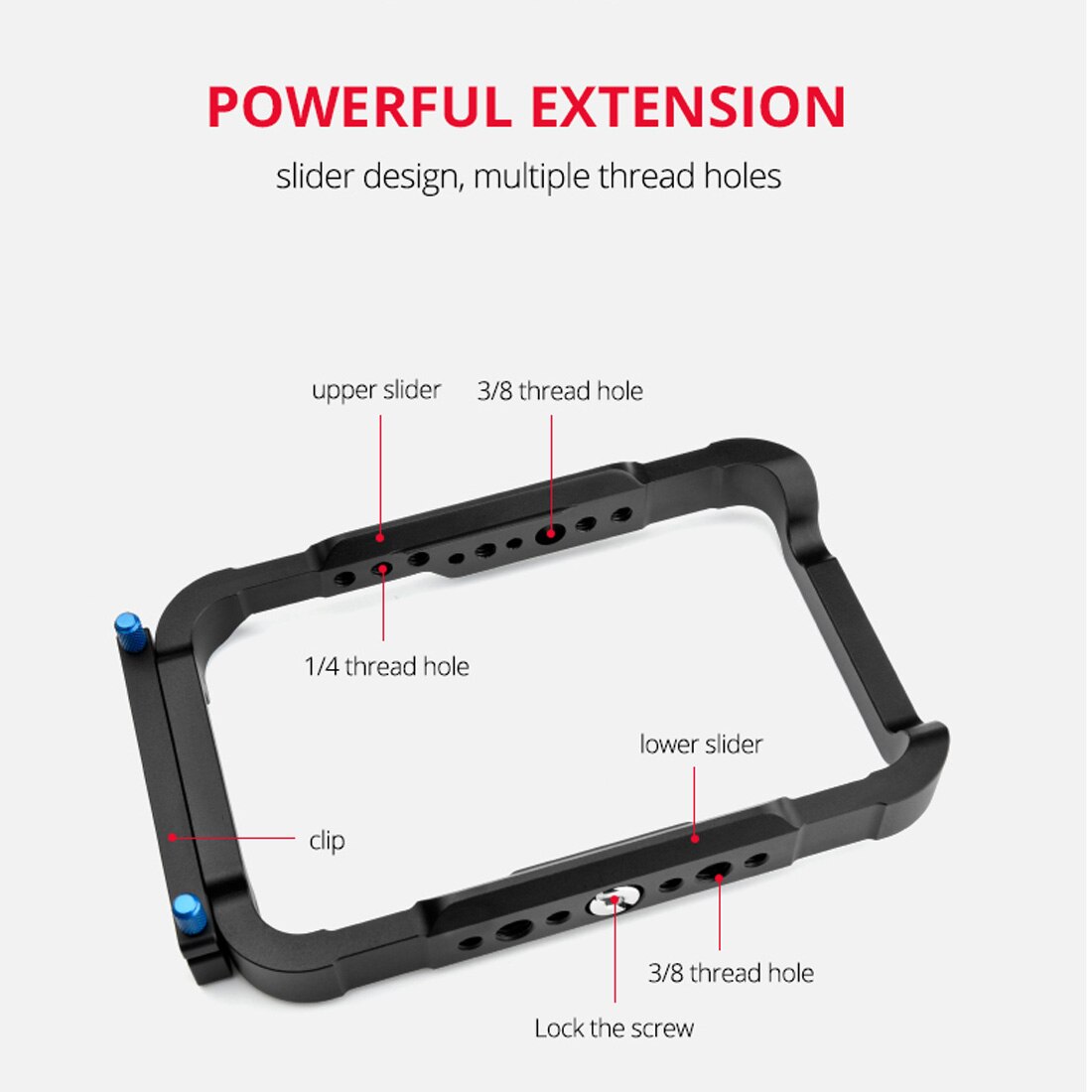 Gabbia sagomata in lega di alluminio per Atomos Ninja V gabbia per Monitor di registrazione con binari NATO integrati morsetto per cavo filetto 1/4 &quot;3/8&quot;