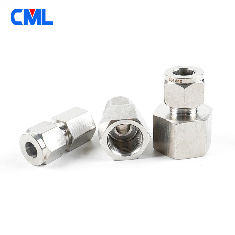 1/8" 1/4" 3/8" 1/2" BSP Female Thread 6/8/10/12/14mm OD Tube Double Ferrule Compression Tube Union Connector Stainless Steel 304
