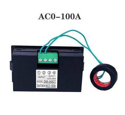 AC Digital Ammeter Amperemeter Amp 0-50A 100A 200A 250A Testing Meter Blue Backlight LCD Panel Display Meters: AC0-100a