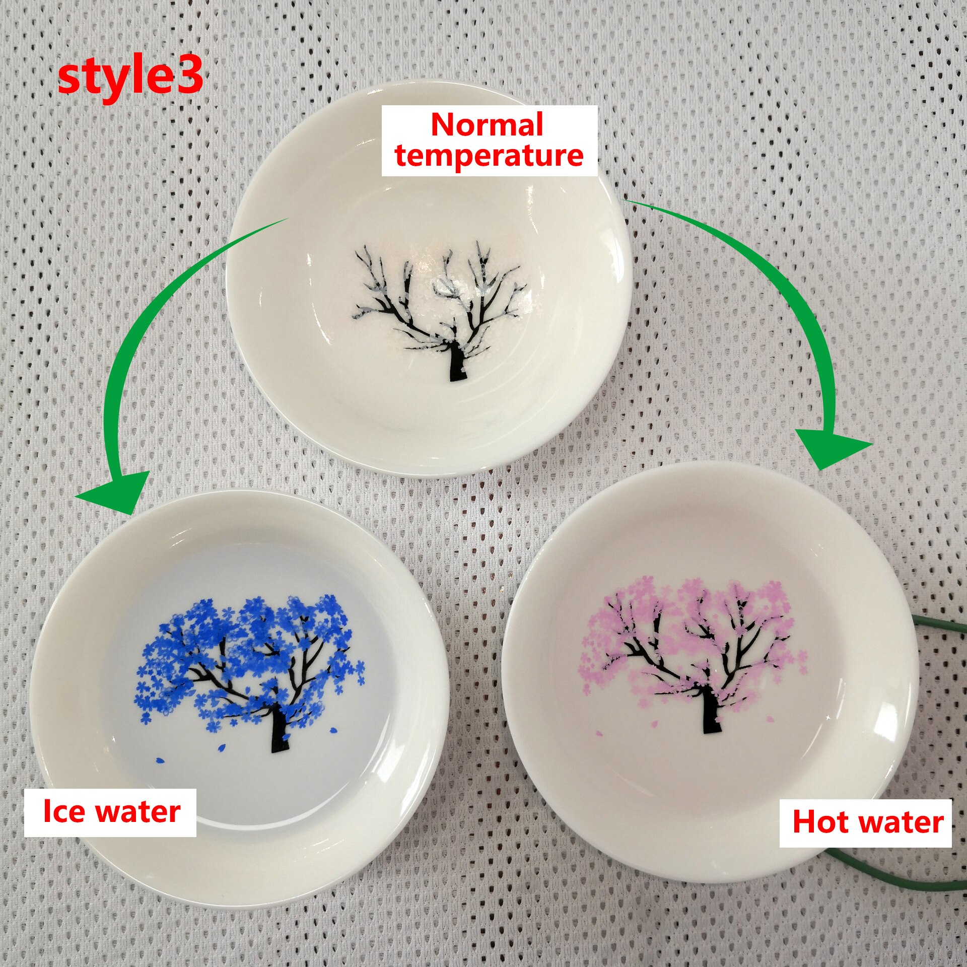 Japanese Magic Sakura Cup Cold Temperature Color Changing Flower display Sake Cup Ceramic Kung fu Tea Cup Tea Bowl: cold and hot 3