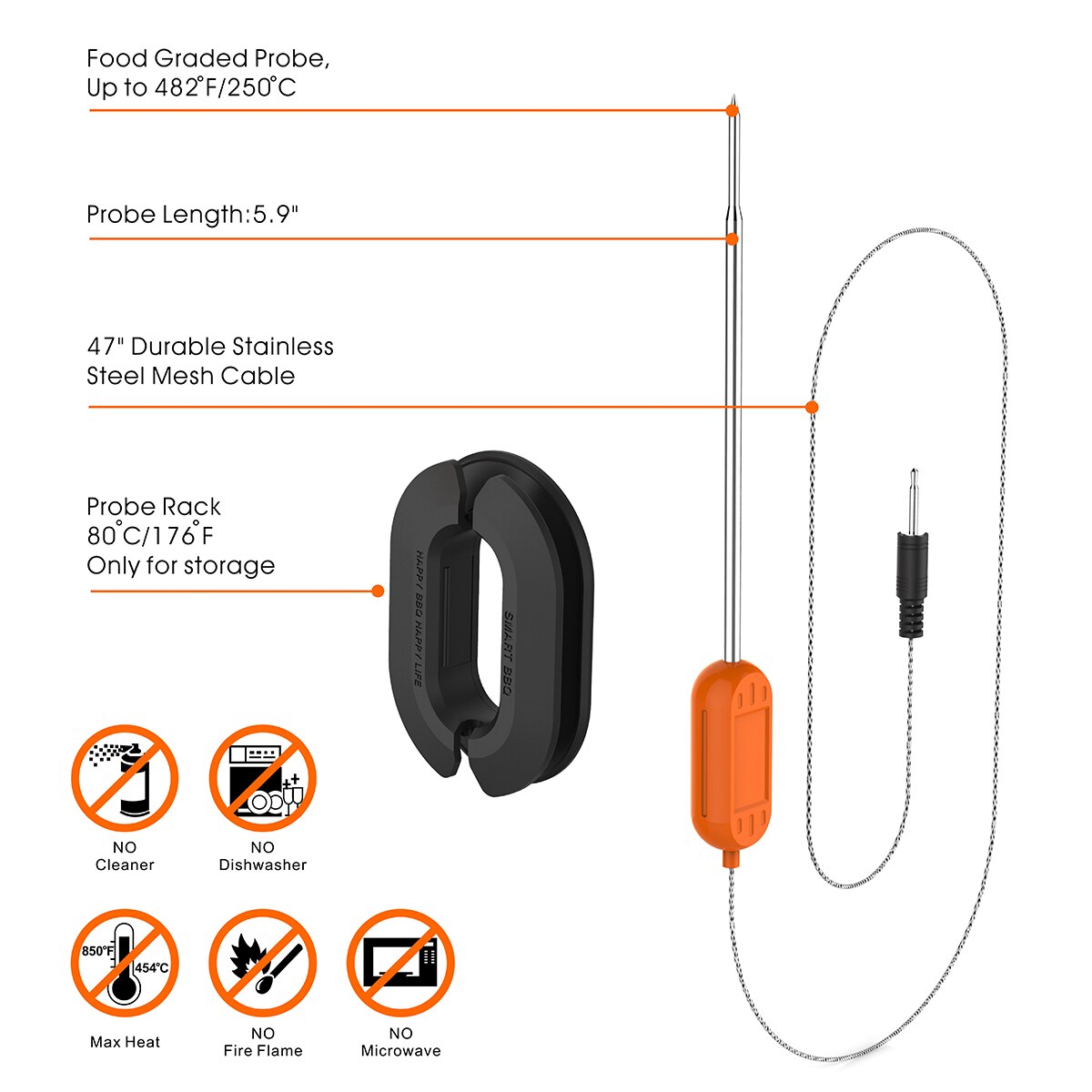 100m numérique bluetooth/WiFi pour IOS Android sans fil intelligent viande thermomètre 2 sondes cuisson barbecue four grilles