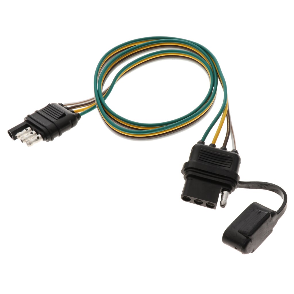 Auto Replacement 4 Pin RV Trailer Light Wiring Plug Adapter Flat Wire Connector With 32''cm Cable