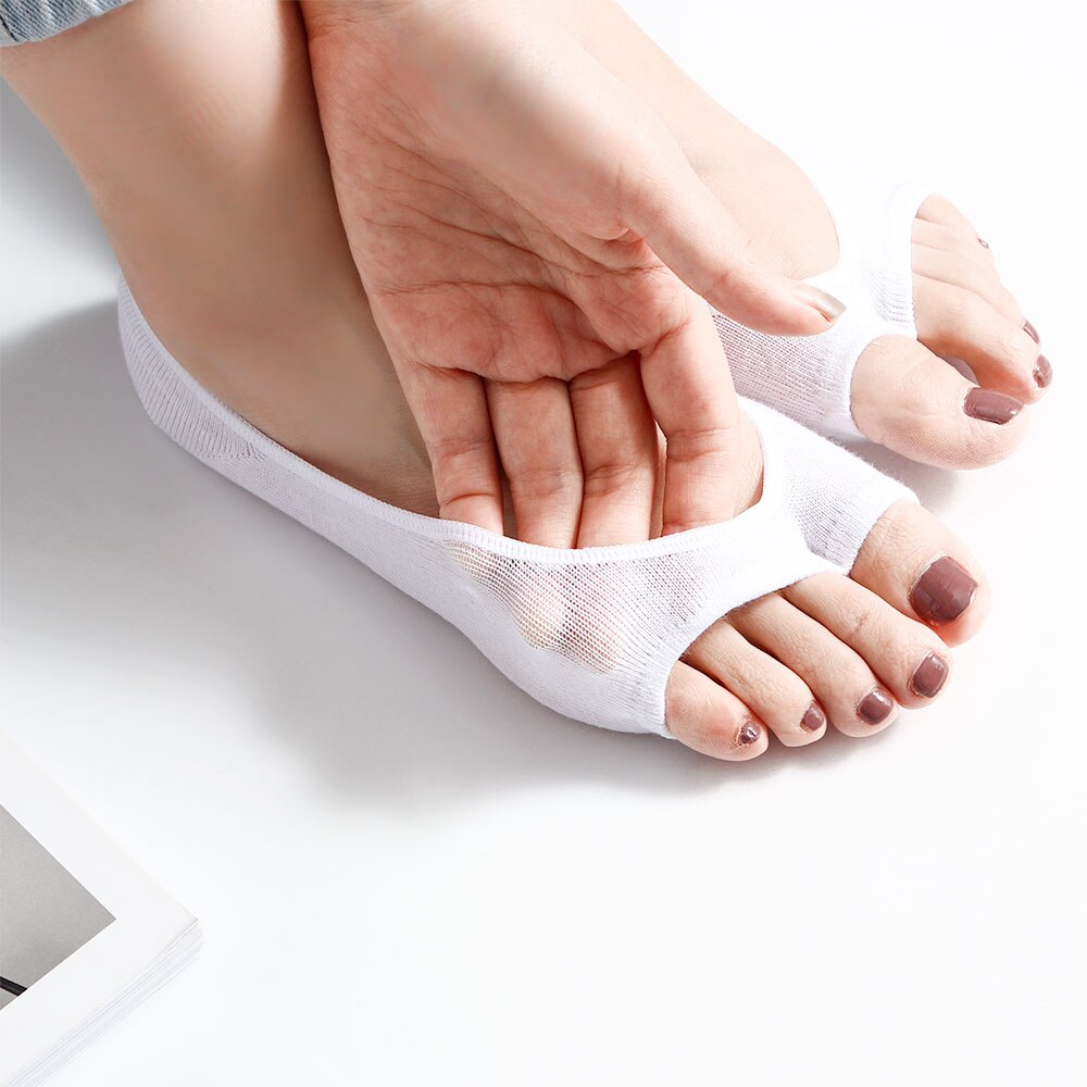 Summer Open Toe Socks 1 Pair Women Cotton Antiskid Invisible Liner No Show Peds Low Cut Socks For High Heel