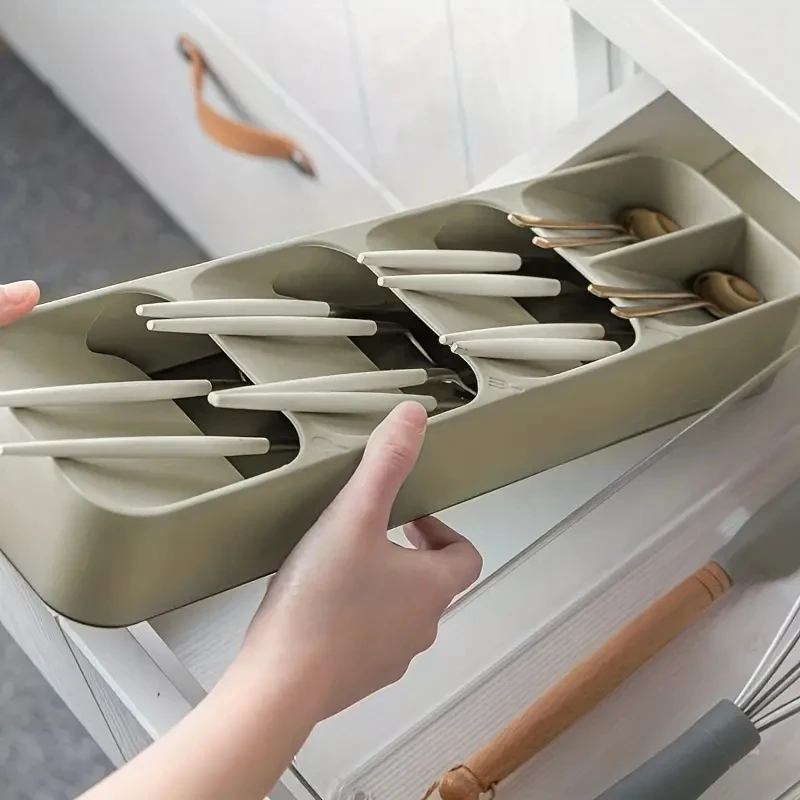 Küchenschublade-Organizer, Schubladen-Ladenablage für Besteck, Messer, Block, Gabel, Löffel, Besteck-Organizer, Trennwand, Aufbewahrungsbox