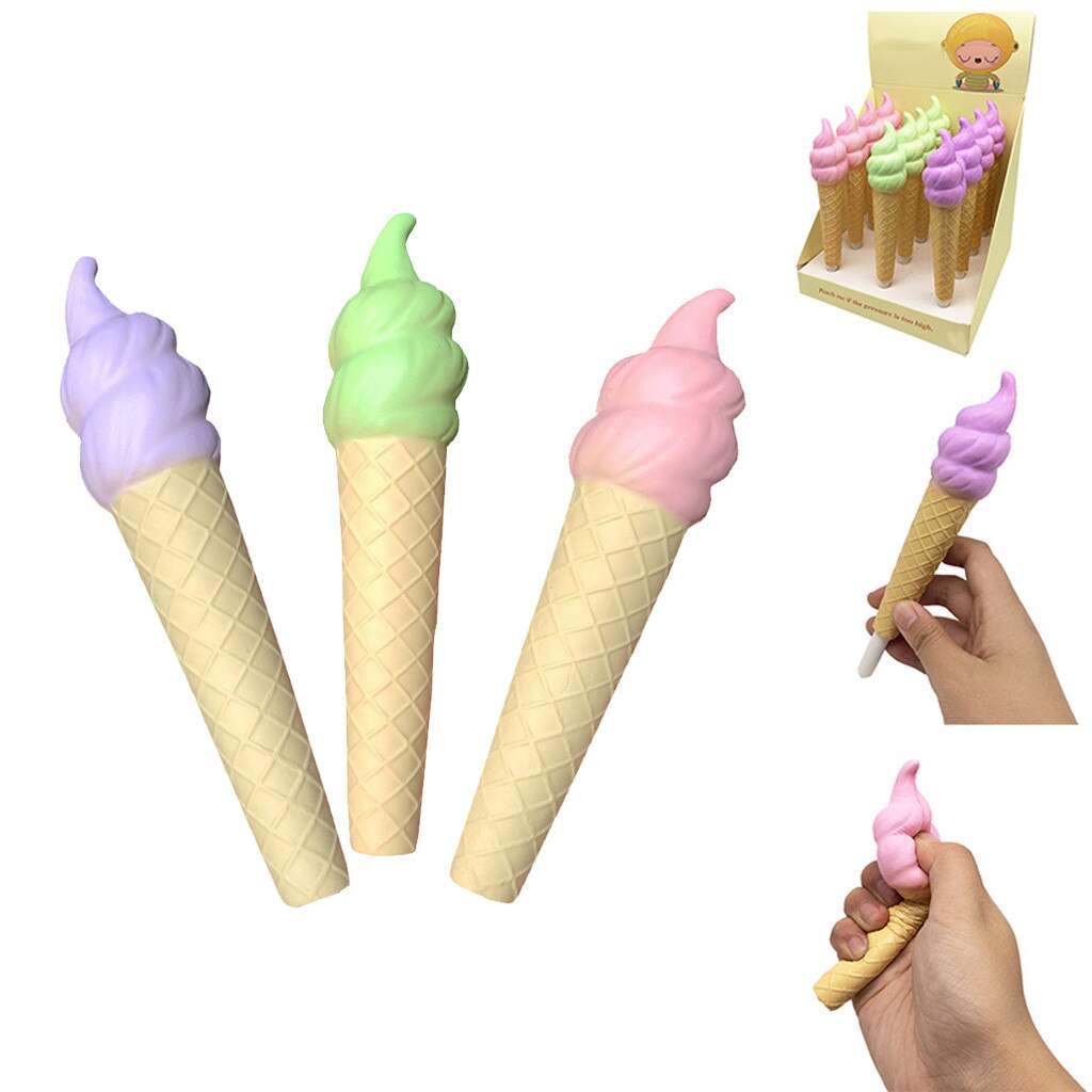 squishy toy Kawaii Ice Cream Pen Cap Sticky squeak antistress Slow Rising Pencil Holder Soft Toy stress reliever toys