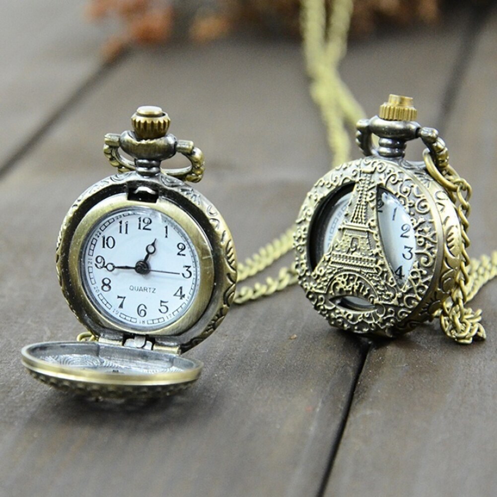 Fickur retro vintage steampunk kvarts halsband carving hänge kedja klocka fickur herr och kvinnors halsband klockor