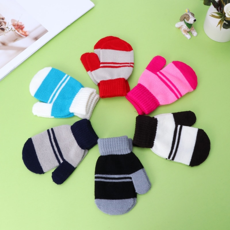 Cute Winter Warm Baby Children Knitted Stretch Mittens Kids Girls Boys Gloves