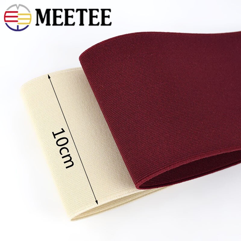 2 metros 10cm de ancho 1,4mm cinta elástica Color Beige vino cinta de banda de goma elástica gruesa de doble cara para Ropa Accesorios de cintura