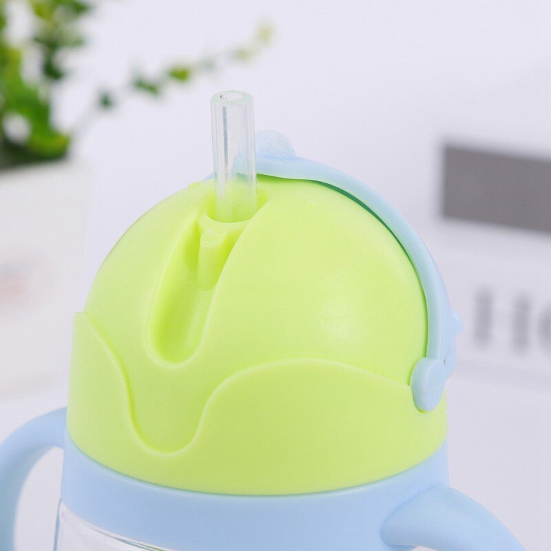 300ml Cute Fox Baby Feeding Cup with Straw Children Learn Feeding Drinking Bottle with Handle Kids Training Cup