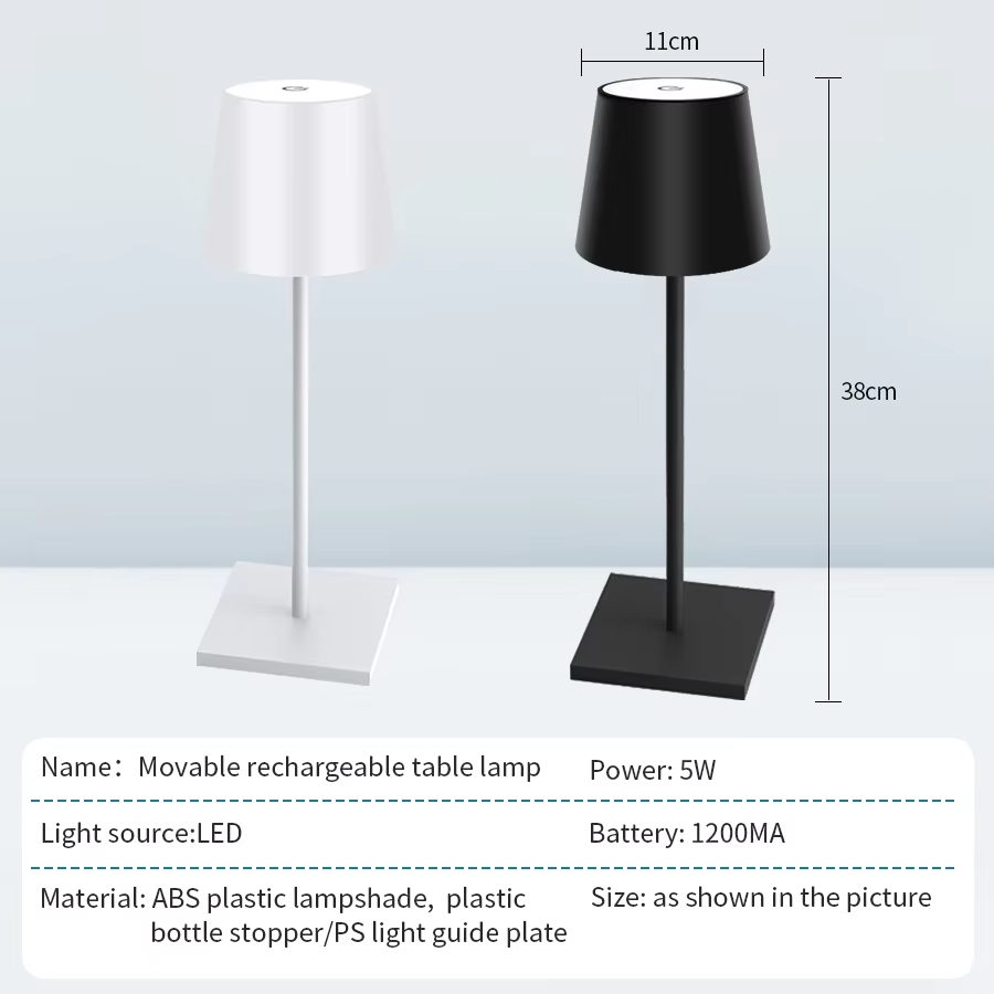 Tafellampen 3 niveaus dimbare USB oplaadbare aanraaklamp, draadloze led-bureaulamp Touch-nachtlampje LED voor kamerstudie kantoorbar