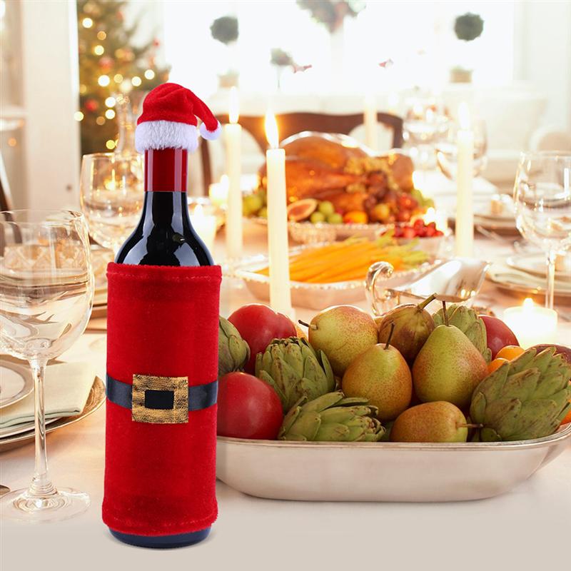 4 Sets Schattige Kerst Wijnfles Cover Herbruikbare Wijnfles Protector Bag Wijnfles Hoed Xmas Wijn Tas Voor Thuis decor