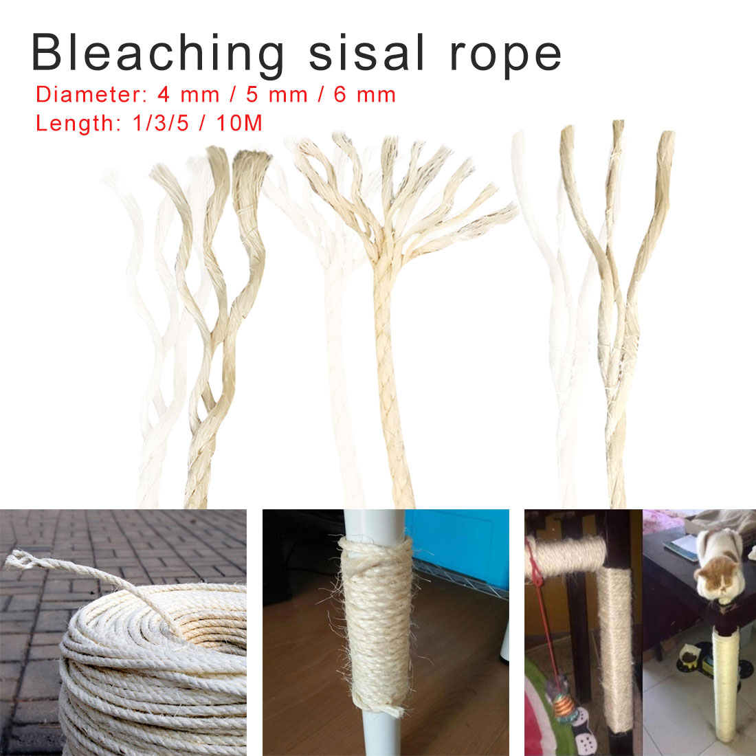 DIY Stoel Sisal Touw Voor Krabpaal Kat Klimrek DIY Katten Krabpaal Speelgoed Maken Bureau Benen Binding Touw