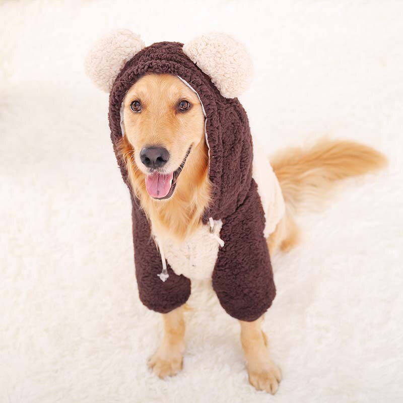 Ropa de invierno para perro grande, chaqueta gruesa con capucha para mascota, abrigo de algodón y terciopelo para perro grande, ropa de Labrador Golden Retriever