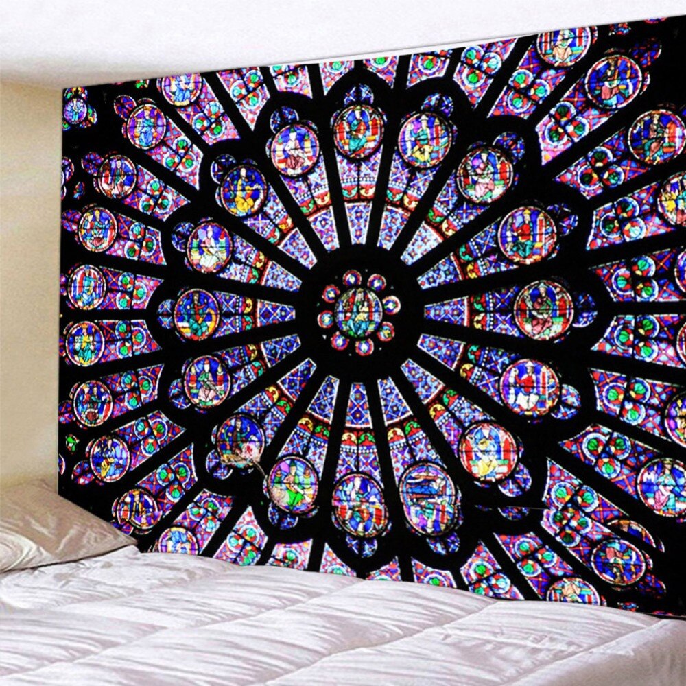 Notre Dame Cathedral In Paris South Rose Window Tapestry Polyester Printed Wall Hanging Decor Art
