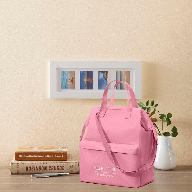 La borsa da pranzo alla moda stampata con lettera portatile mantiene la borsa riutilizzabile termica più fresca isolata con tracolla staccabile