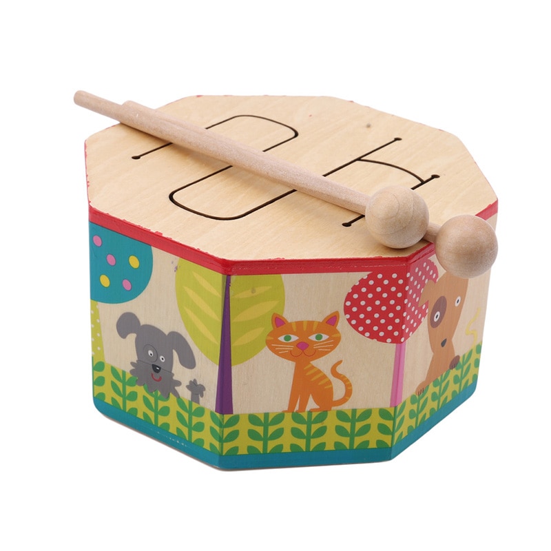 Schlagzeug Instrument Pädagogisches Spielzeug Holz Lehre Instrument Trommel FrüHenne Bildung Spielzeug Achteckige Musik Trommeln Für freundlicher