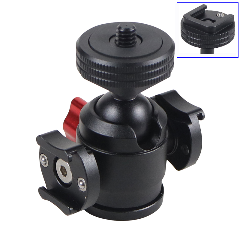 Mini Tripod Swivel Ball Head with Cold Shoe Mount Adapter for DSLR Camera Monitor Vlog Flash Light Microphone Magic Arm Stand: Red