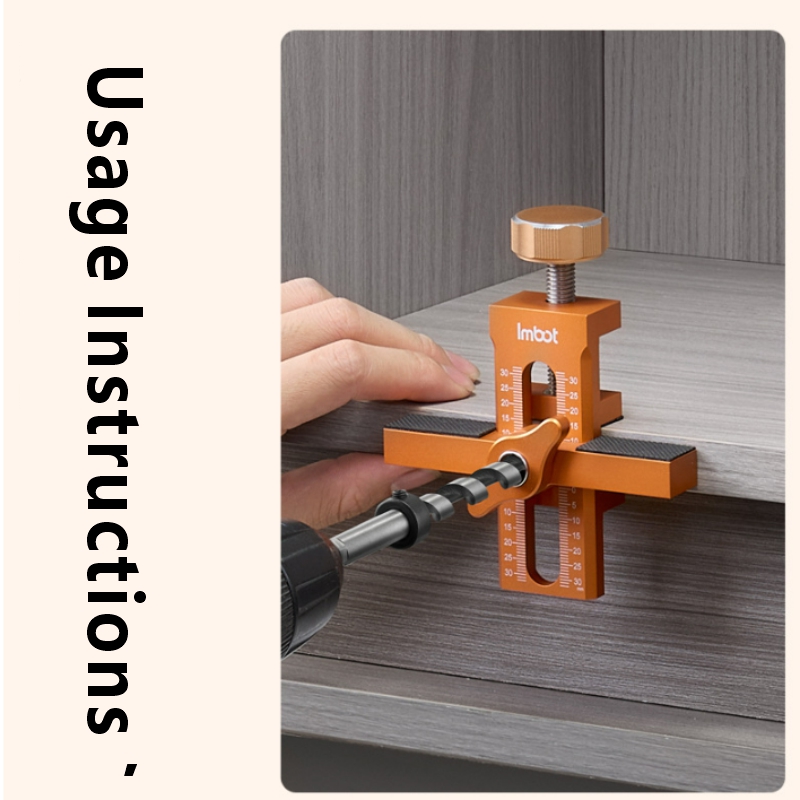 imbot woodworking Adjustable Aluminum Alloy Cabinet Door Lift & Drill Aid Position & Hole Drilling Tool for Cabinet Installation