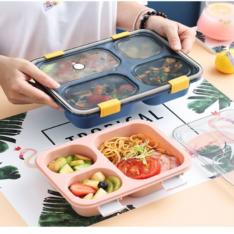 Magnetron Lunchbox Kinderen Draagbare School Outdoor Lunchbox Volwassen Kantoor Lunchbox Japanse Compartiment Bento Box Met Servies