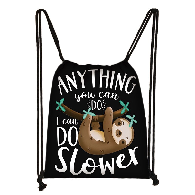 Cute Animal Sloth Print Drawstring Bag Ladies Storage Bag Women Shopping Bags Teenager Boys Girls Backpack Bookbag: skdsloth08