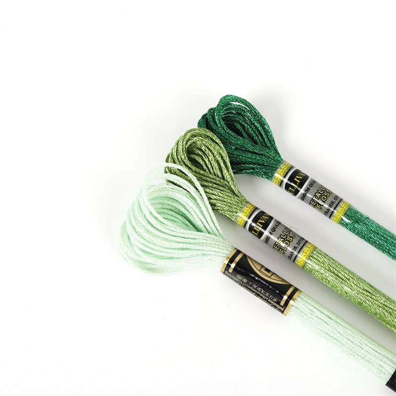 Light Effects Floss Metallic Floss Cross Stitch Embroidery Thread 8 meters each Skein DMC and Sullivans brands different group: Greens