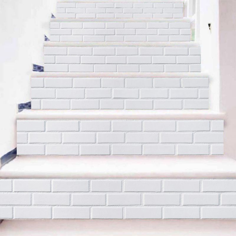 6Pcs Keramische Tegel Wit Trap Trap Riser 3D Floor Sticker Zelfklevende Diy Stairway Waterdichte Pvc Muurtattoo Thuis decor