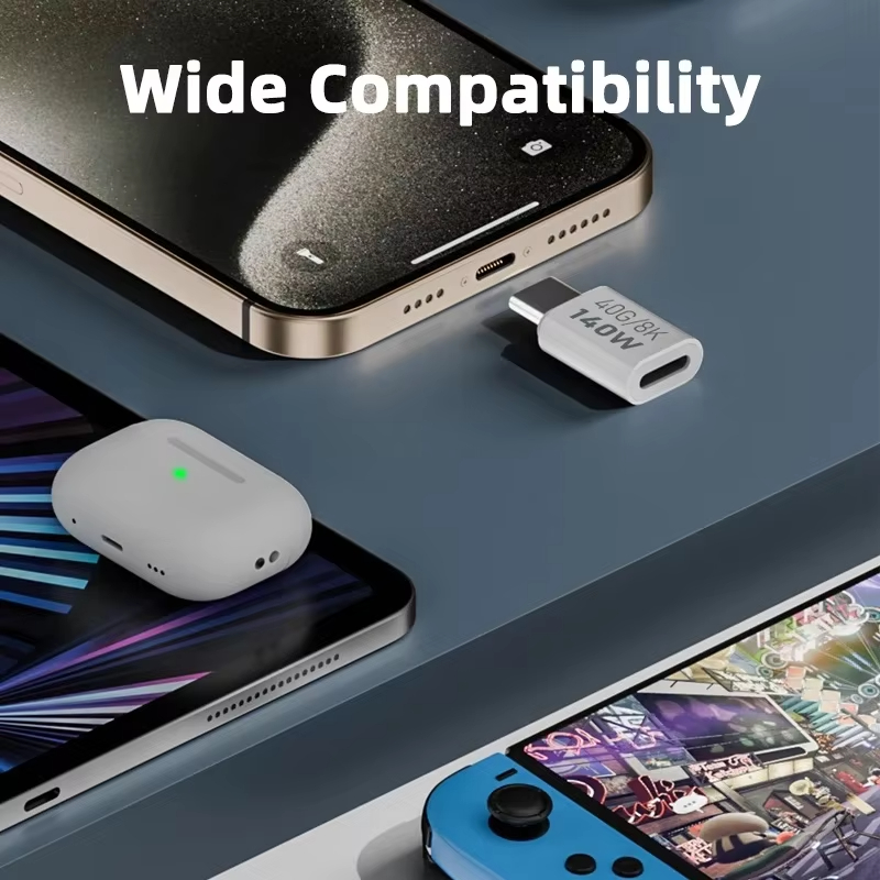 NNBILI PD140W USB4.0 USB C a C Adaptador de carga rápida Convertidor 40Gbps Conector de sincronización de datos 8K @ 60Hz Adaptador tipo C para MacBook ﻿