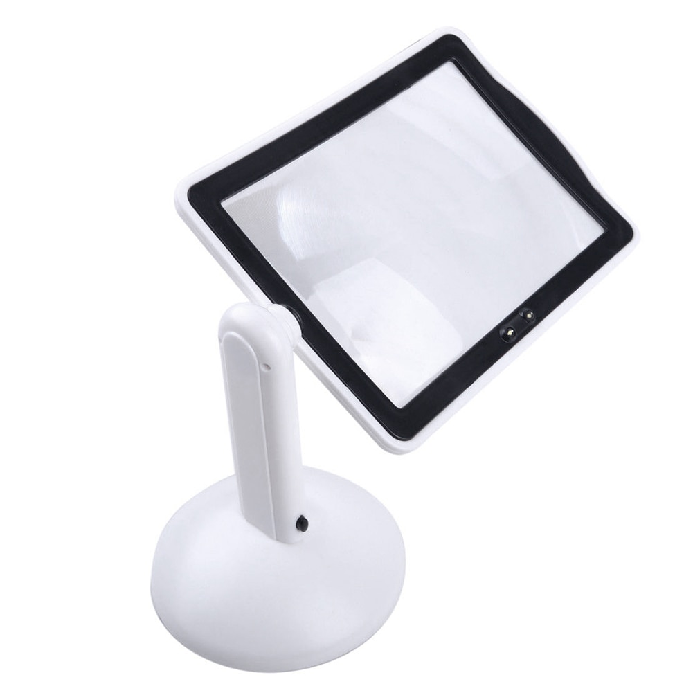 Handsfree 3X Reading Full-page Magnifier 2 LED Magnifying Loupe Glasses Desktop Light --M25