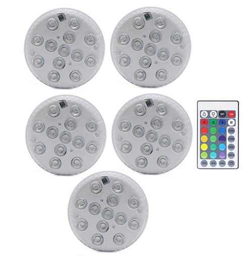 13 led rgb dränkbara lampor fjärrkontroll trådlös flerfärgad undervattensbadkar pool nattlampa blommig vas lampa: 1 styrenhet 5 lampa