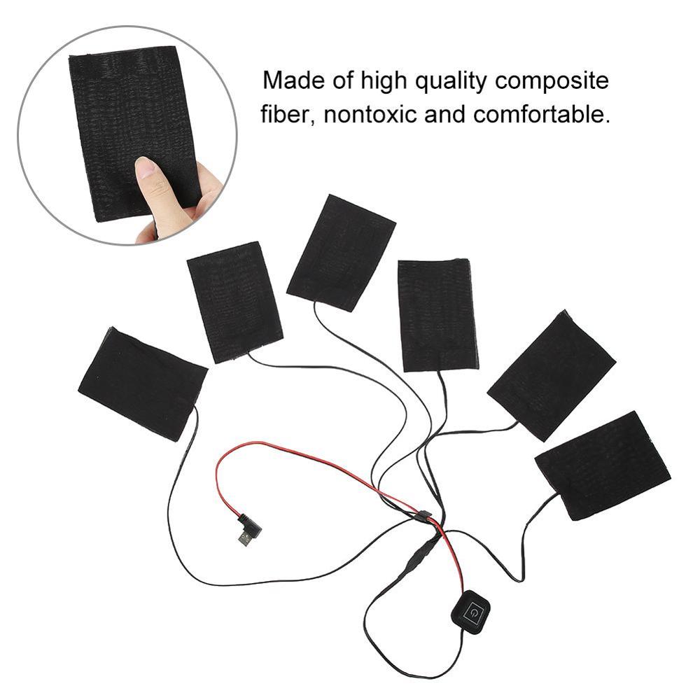 1 Set USB Electric Heated Jacket Heating Pad Outdoor Themal Warm Winter Heating Vest Pads For DIY Heated Clothing 6 sheet ED