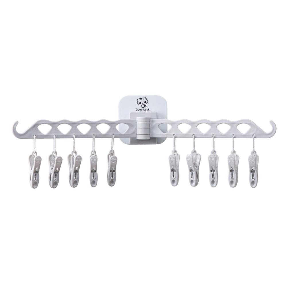 Wieszaki ścienne z tworzywa sztucznego robić ubranek dziecięcych, wiatroodporne, na majtki, skarpetki, bielizna, suszarka z 10 klipsami: Szary
