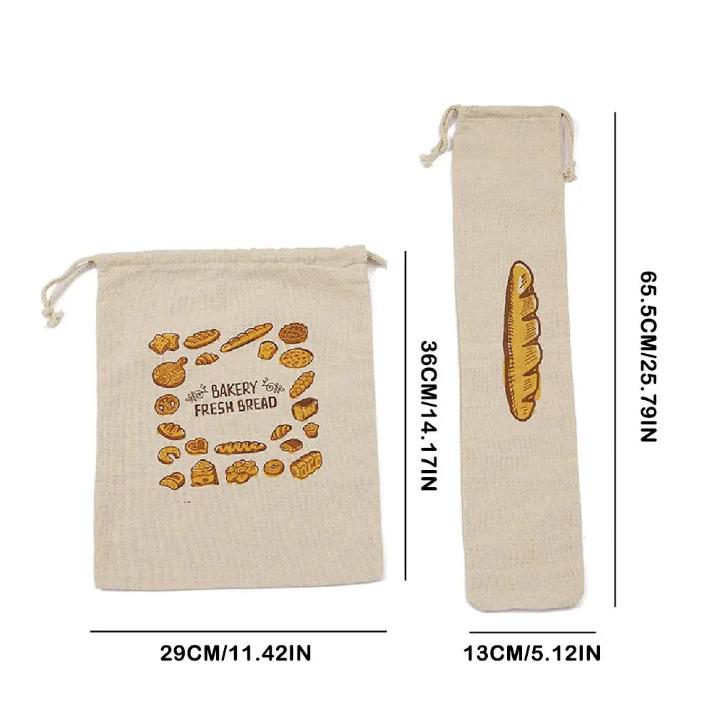 Bolsas reutilizables de lino con cordón para pan, organizador de cocina, gran almacenamiento lavable, accesorios de comida para el hogar, sin blanquear