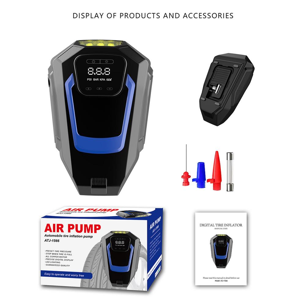 12V Autoband Inflator Led Digitale Verlichting Band Opblaasbare Pomp Draagbare Luchtcompressor Fo Auto Wiel Fiets Banden Elektrische