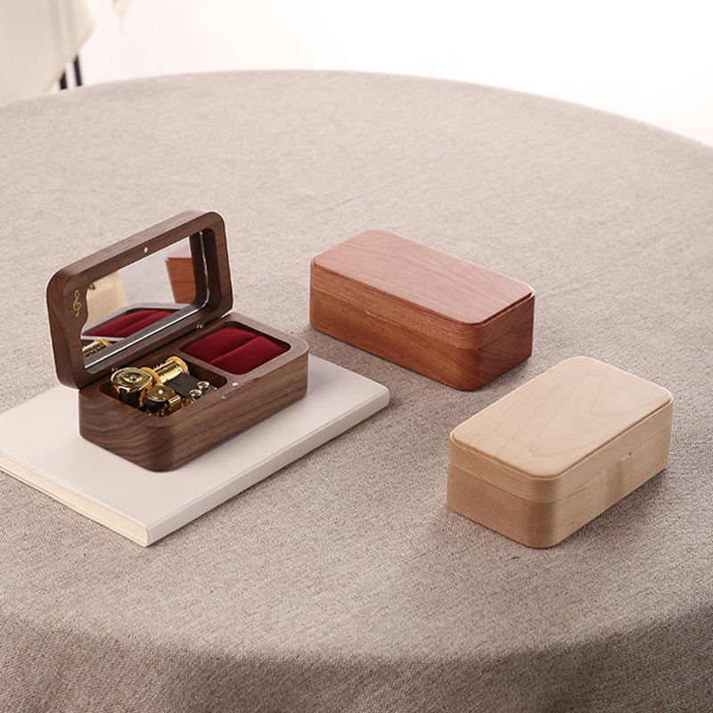 Sinzyo solid wood jewelry box ring music box for year Christmas wedding and birthday For Valentine's day