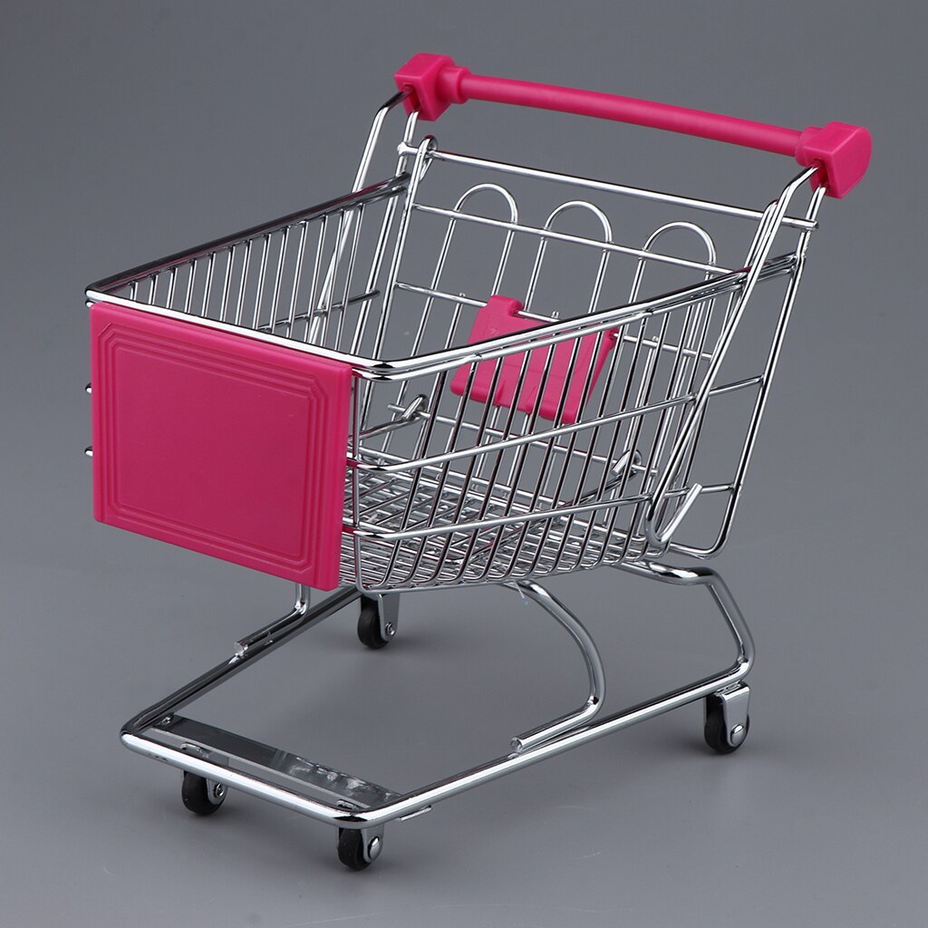 Miniature supermarked håndkærre, lille indkøbskurv trolley, indkøbshjælp vogn opbevaring legetøj til børn
