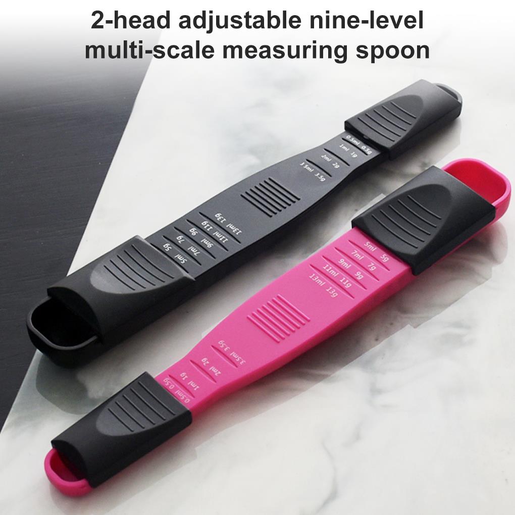 Kitchen Spoon Multi-Scale Adjustable Measuring Plastic Spoons Double-End Anti-Slip For Teaspoon Coffee Sugar Baking Cooking Tool