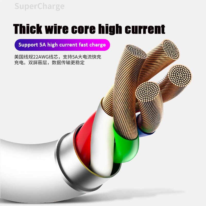 5a 2m usb typ c kabel snabbladdare usb c kabel för huawei  p30 p 20 p 10 p 9 honor  v10 v 9 android xiaomi snabbladdningskabel