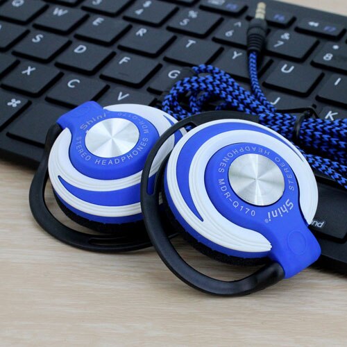 Q170 Sport Hoofdtelefoon Muziek Bas Oordopjes Running Stereo Koptelefoon Oorhaak Headset Handsfree Voor IPhone4/5/6 Samsung Mp3: Blauw