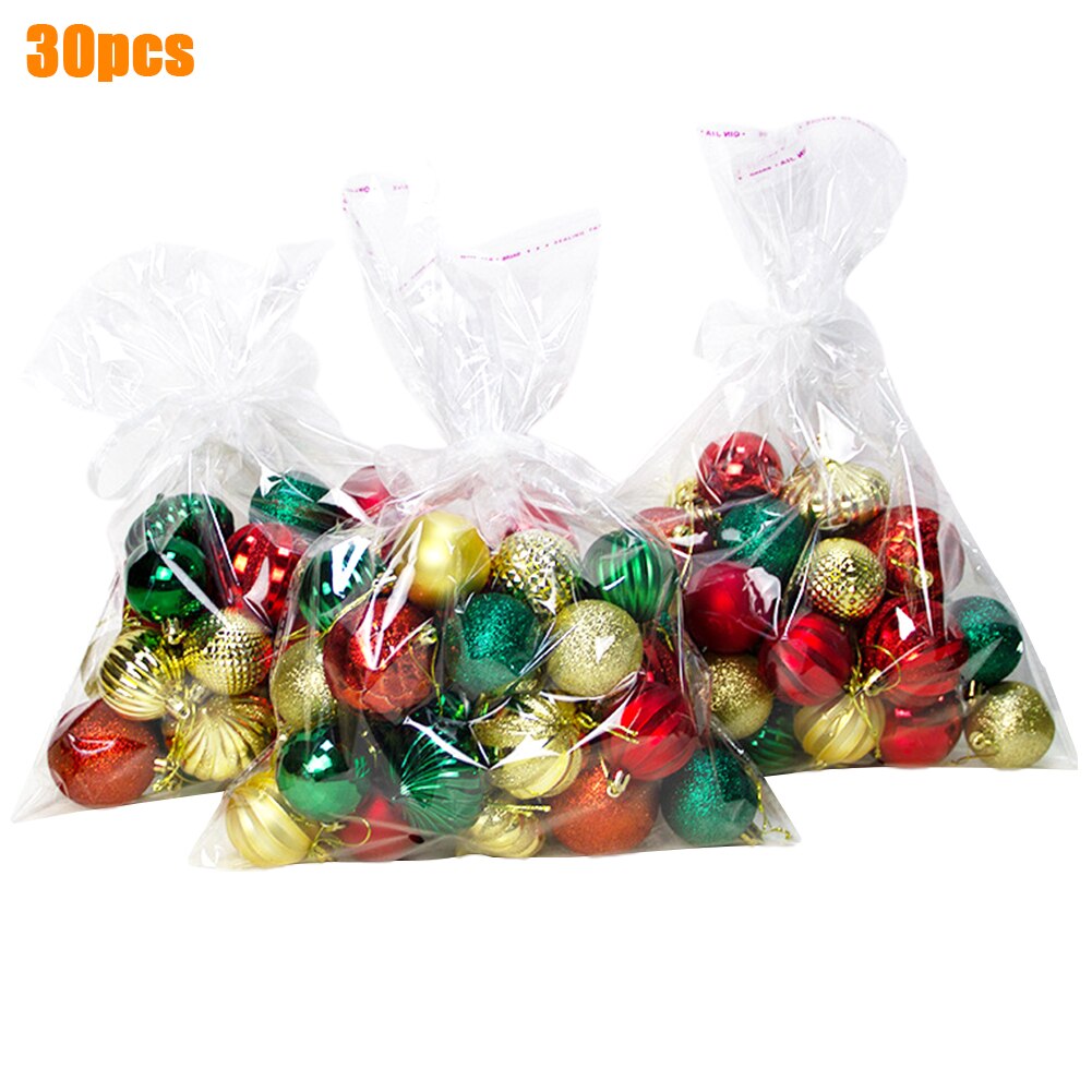 30pcs/set Tree Decor Shatterproof Baubles Wedding Party Glitter Crafts DIY Pendant Ornament Hanging Christmas Ball Home