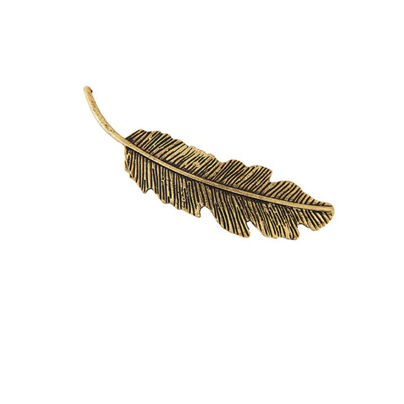 1Pcs Mode Metalen Blad Vorm Haar Clip Haarspeldjes Crystal Parel Haarspeld Barrette Kleur Veer Haar Klauwen Vintage Haar Sieraden: A46364 ancient gold