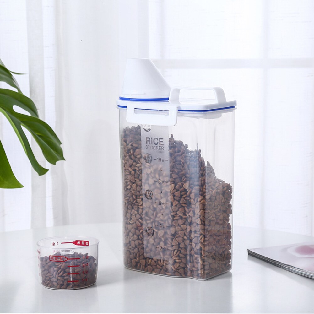 Box Storage Tank Airtight Cat Food Storage Grain Barrel Dog Cats Foods Container With Measuring Cup Pet Food Bucket