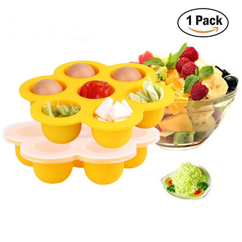 Baby Food Supplement Food Freezer Box Silicone Tray 7 Grid With Clip - On Lid Perfect Storage Container Kids Food Plate
