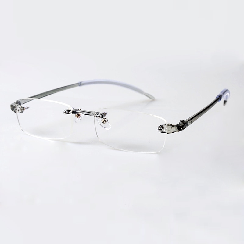 Gafas graduadas para miopía para hombre y mujer, TR90, de resina, ultralivianas, sin marco, transparentes, color gris, miopía, M030