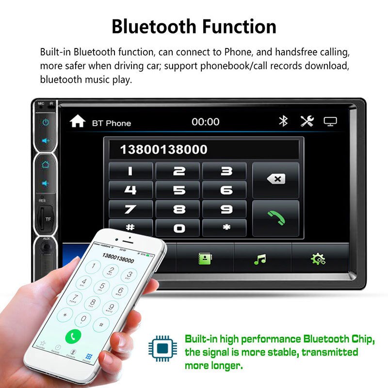 7'' Car Bluetooth MP5 Player 12V Touch HD Screen Bluetooth Handsfree Android Apple Phone Interconnection Electronic Accessories