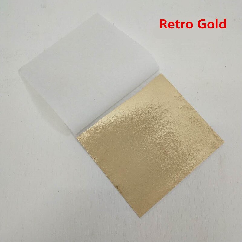 100 stk farve imiteret bladguld folie ark kobber blad til forgyldning kunst arbejde negle dekoration 9 x 9cm rose guld blad folie papir: Retro guld