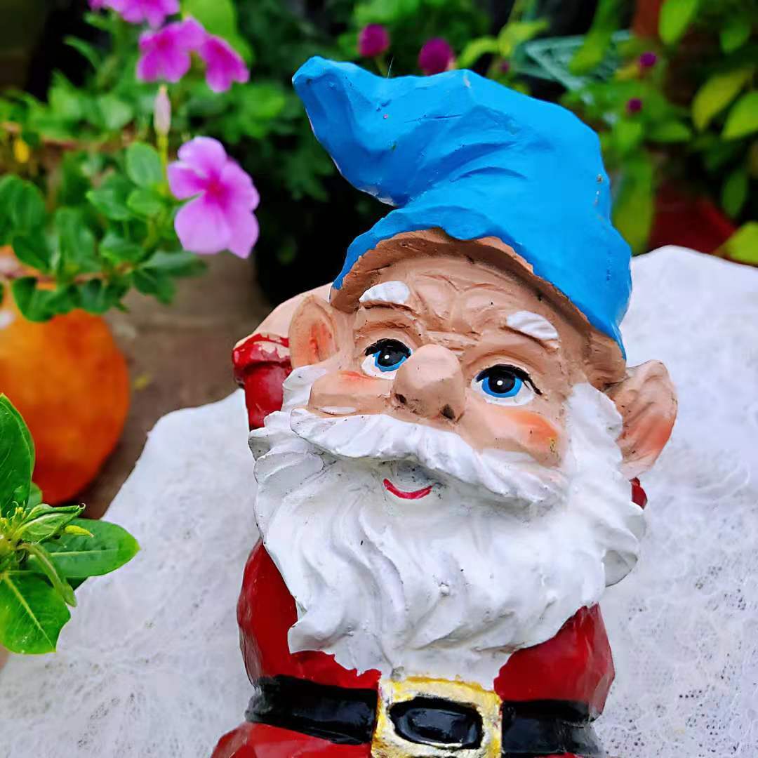 Cappello blu da giardino abito rosso sdraiato babbo natale accessori in resina regalo di natale cortile balcone scultura decorazione artigianato