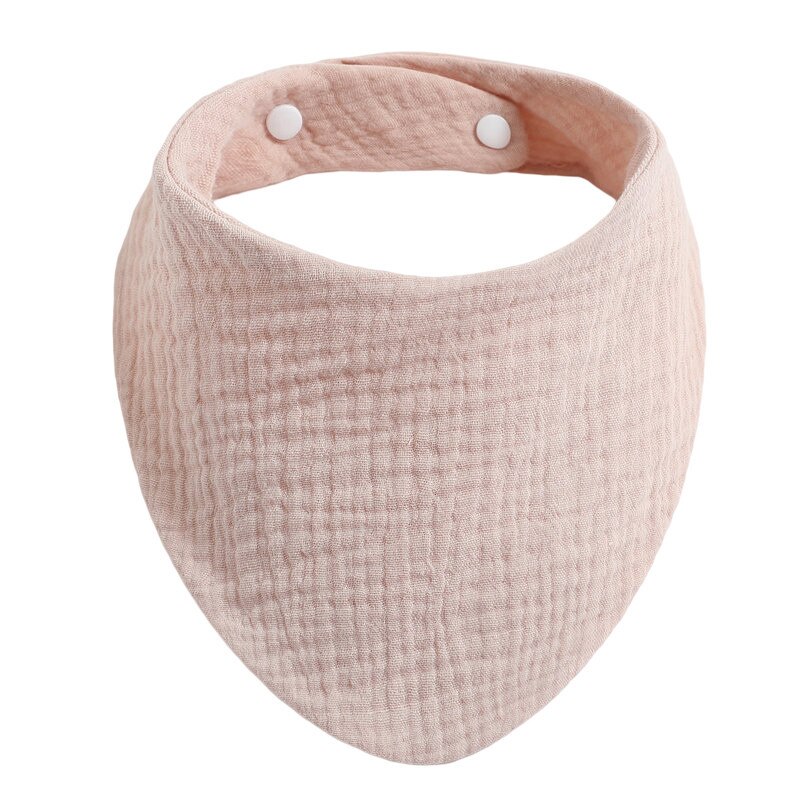 Baby Bibs Infant Soft Cotton Bib Newborn Solid Color Stripe Snap Button Triangle Saliva Towel Boy Girls Feeding Drool Burp Cloth: Khaki